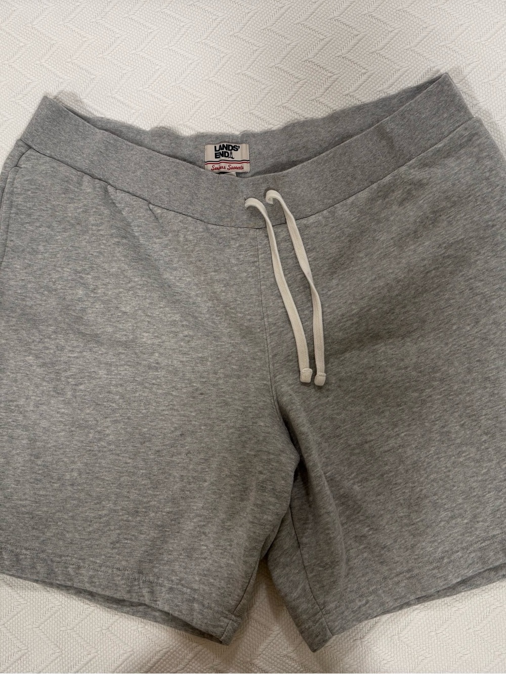 Lands' End SERIOUS SWEATS Gray Men's FLEECE Drawstring Sweat Shorts
